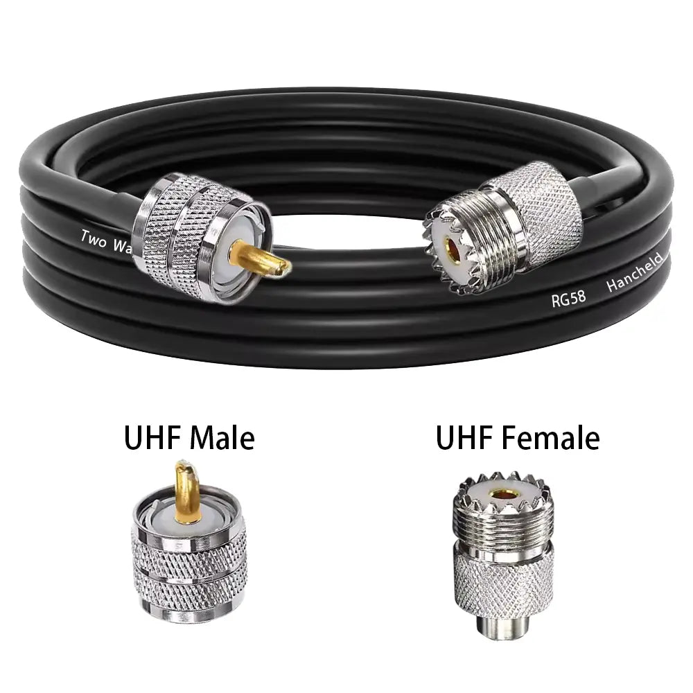 RG58U UHF Male to UHF Female Coaxial Cable 1 Meter 50 Ohm PL259 to SO239 RF Antenna Extension Cable