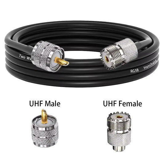 RG58U UHF Male to UHF Female Coaxial Cable 1 Meter 50 Ohm PL259 to SO239 RF Antenna Extension Cable