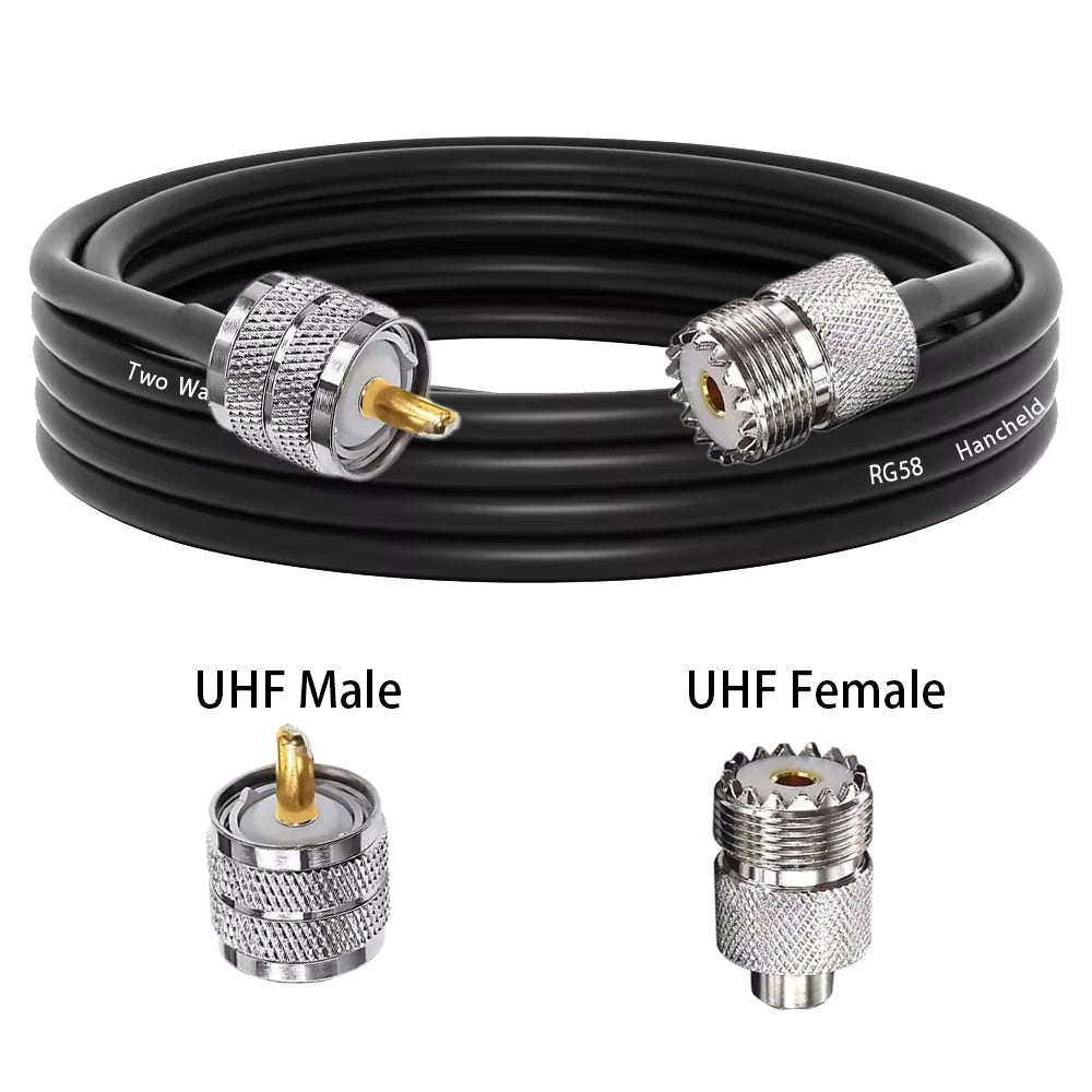 RG58 UHF Male to UHF Female Coaxial Cable 1 Meter 50 Ohm PL259 to SO239 RF Extension Cable
