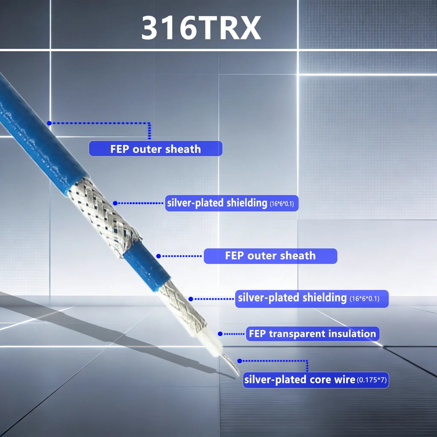 TRX316 RF Coaxial Cable 1 Meter 50 Ohm – Flexible High Frequency Signal Cable